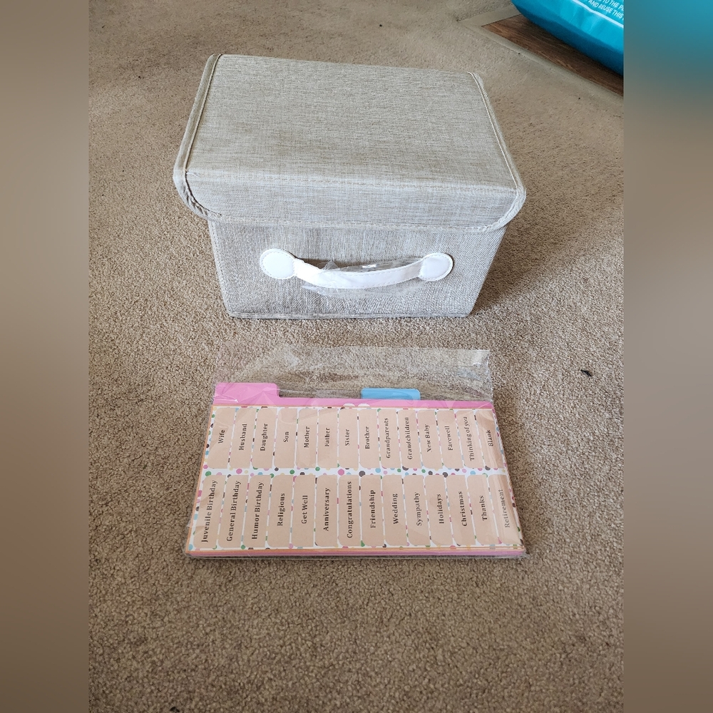 Gray Fabric Storage Box with Handle